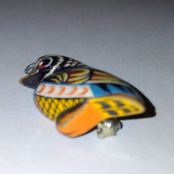 Vintage Carved Wood Artisan Quail Brooch 1.25” Cottagecore Folk Art Quiet Luxury - Picture 7 of 7